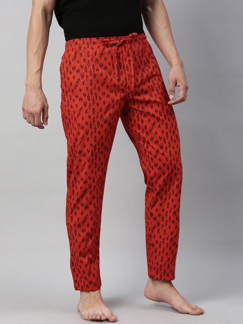 Rust Orange Printed Pyjamas